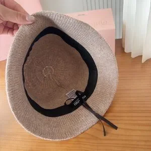 Miu Miu | Accessories | Miu Miu Tan Bucket Hat With Logo  display picture 1